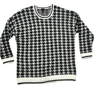Torrid Sweater Womens 1 Plus Size Houndstooth Pullover Crew Neck Acrylic Spandex
